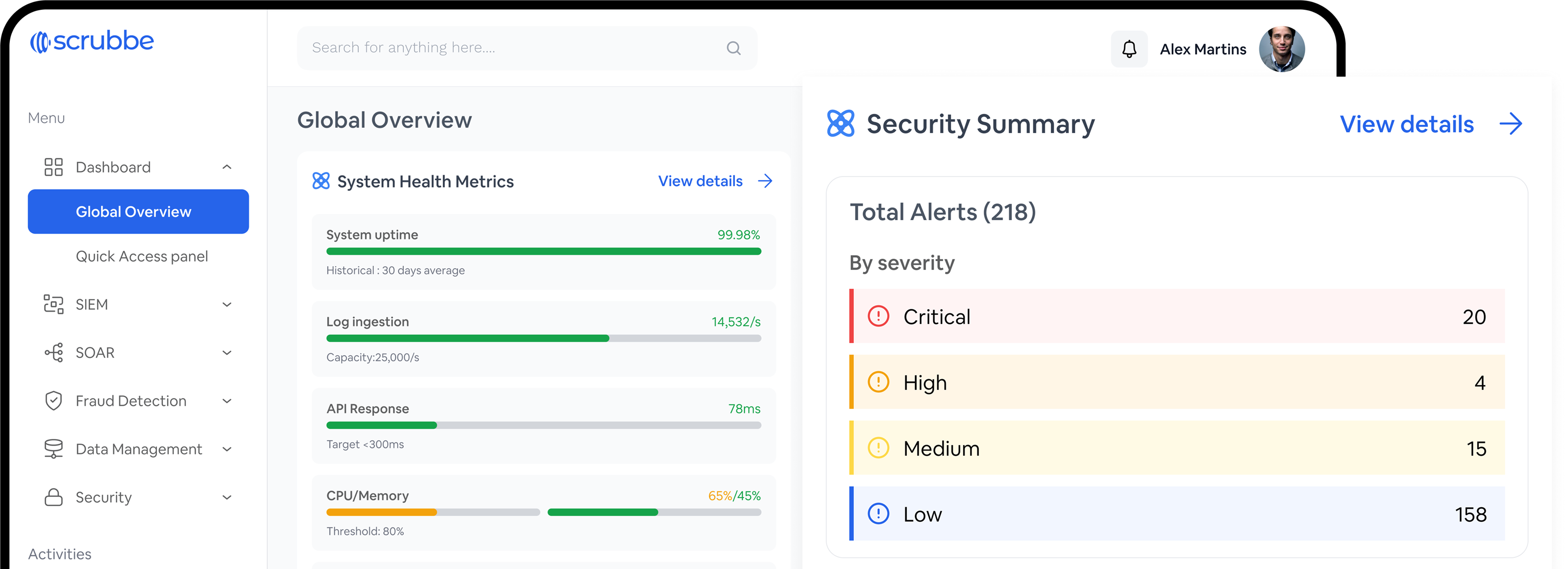 Scrubbe Dashboard Preview